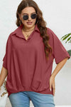 Plus Size Collared Half Sleeve Hem Detail Top Blouses - Tophatter Daily Deals