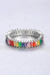 Multicolored Cubic Zirconia 925 Sterling Silver Ring Silver Rings - Tophatter Daily Deals