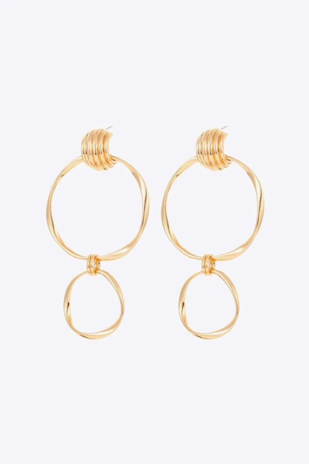 Double Hoop Zinc Alloy Drop Earrings Gold One Size Earrings - Tophatter Daily Deals