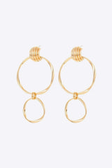 Double Hoop Zinc Alloy Drop Earrings Gold One Size Earrings - Tophatter Daily Deals