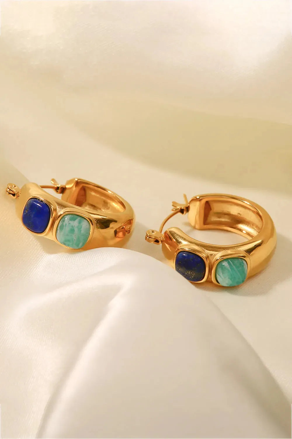 Stainless Steel 18K Gold-Plated Hoop Earrings Earrings - Tophatter Daily Deals