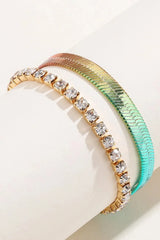 Gradient Herringbone Chain Two-Piece Bracelet Set Bracelets - Tophatter Daily Deals