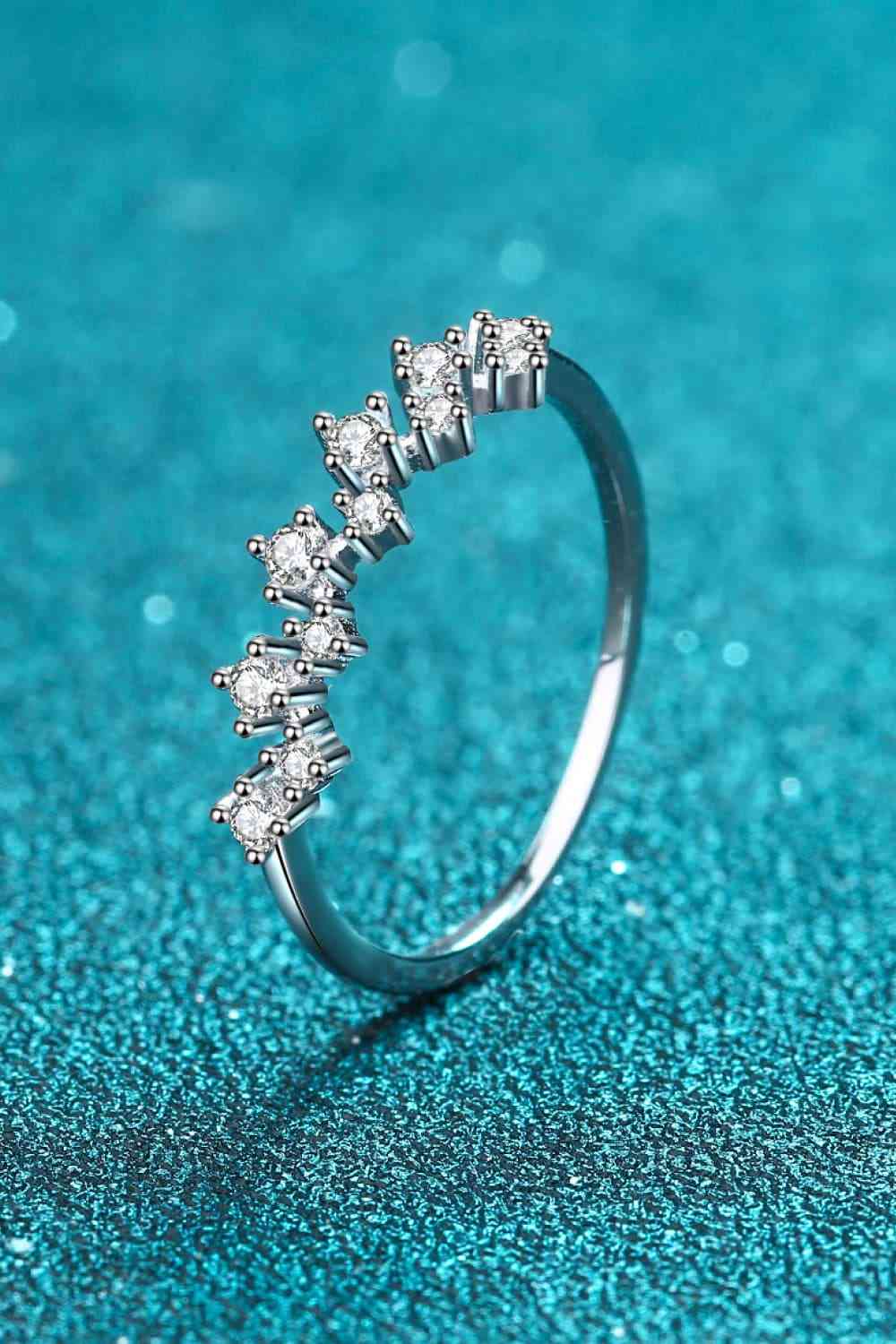 Moissanite Rhodium-Plated Half-Eternity Ring Moissanite - Tophatter Daily Deals