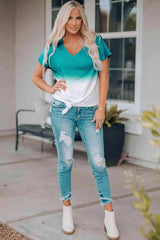Ombre Color Block Shirt Women's T-Shirts - Tophatter Daily Deals