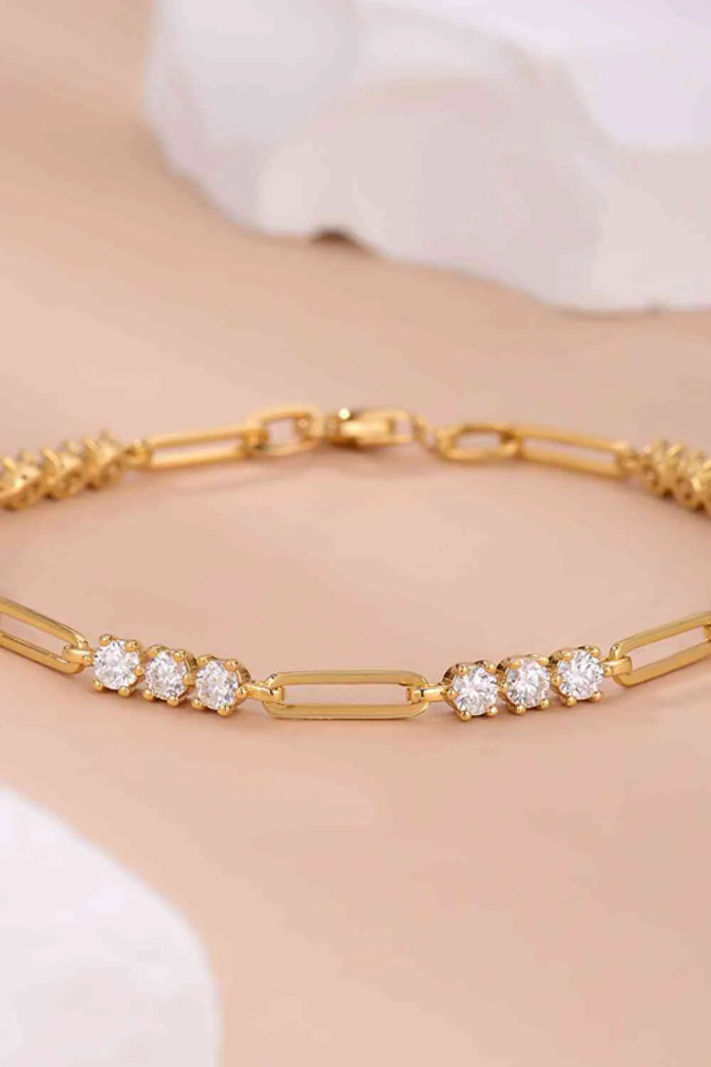 1.8 Carat Moissanite 925 Sterling Silver Bracelet Gold One Size Moissanite - Tophatter Daily Deals