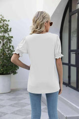 Square Neck Flounce Sleeve Top Blouses - Tophatter Daily Deals