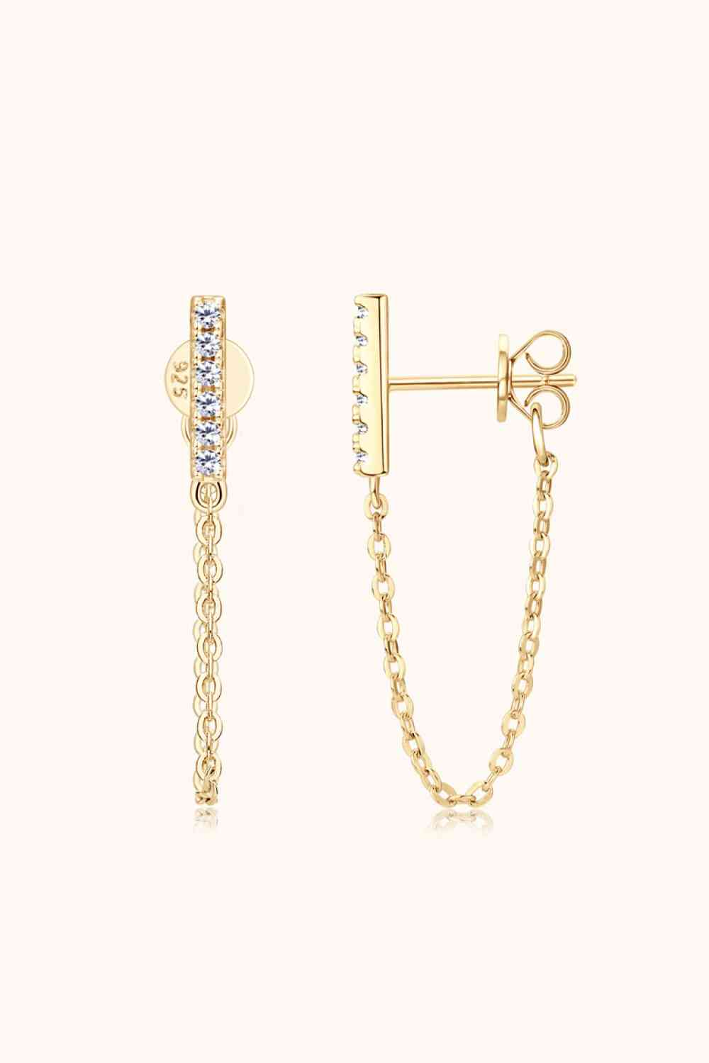 Moissanite 925 Sterling Silver Connected Earrings Gold One Size Moissanite - Tophatter Daily Deals