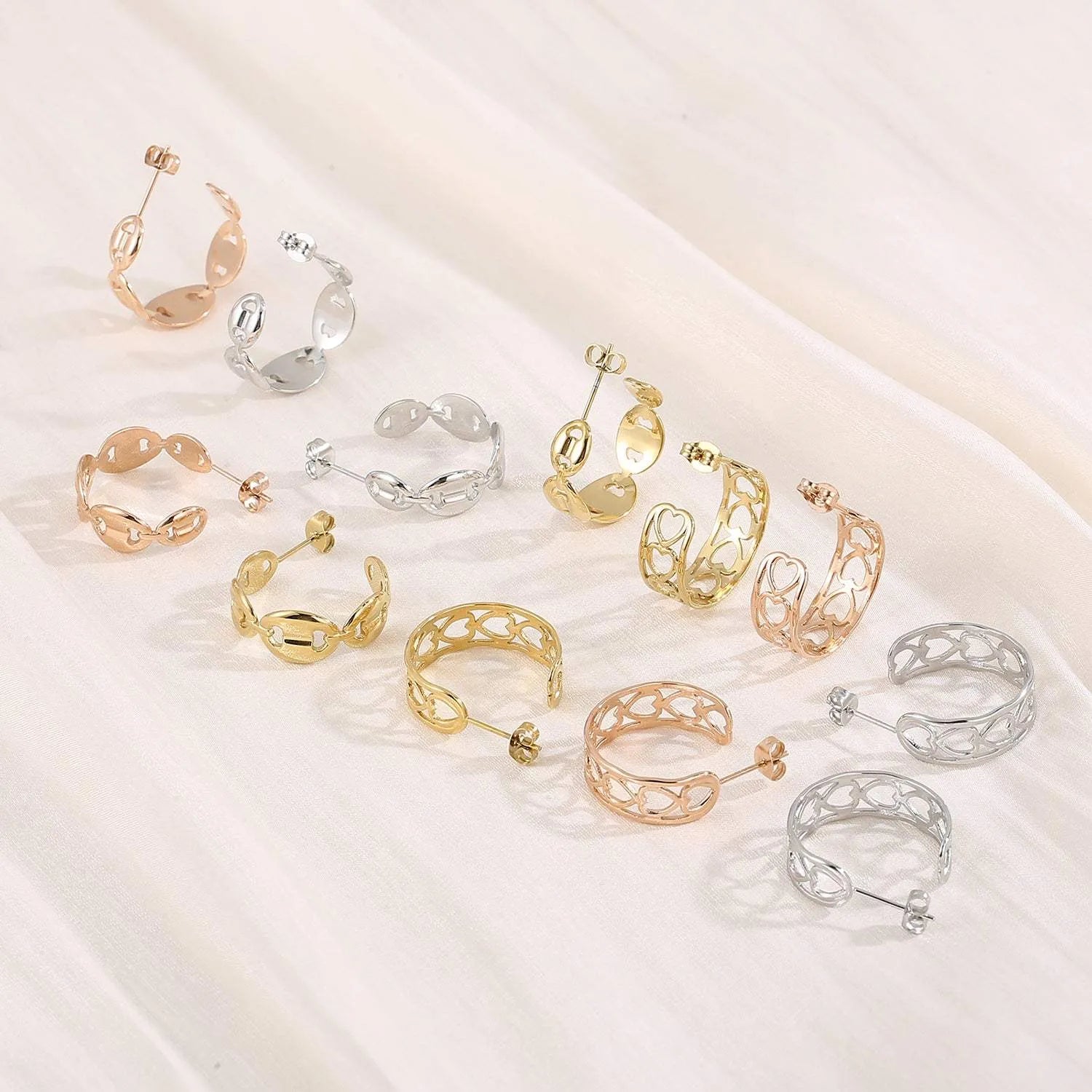 Stainless Steel C-Hoop Earrings Earrings - Tophatter Daily Deals