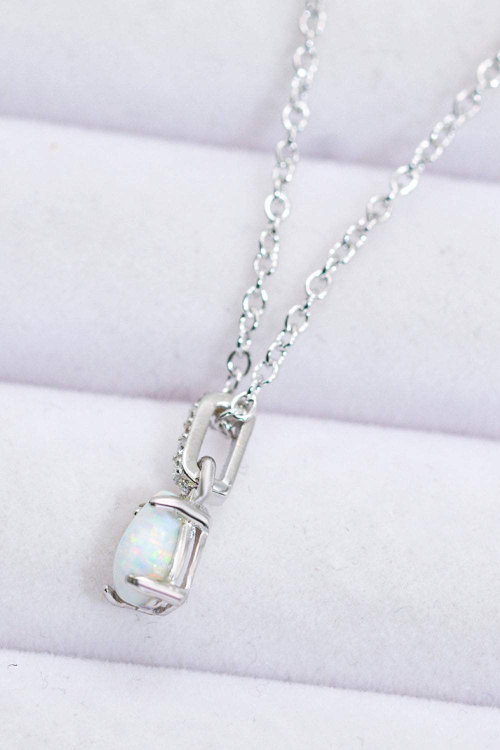 Opal Pendant 925 Sterling Silver Chain-Link Necklace - Tophatter Deals