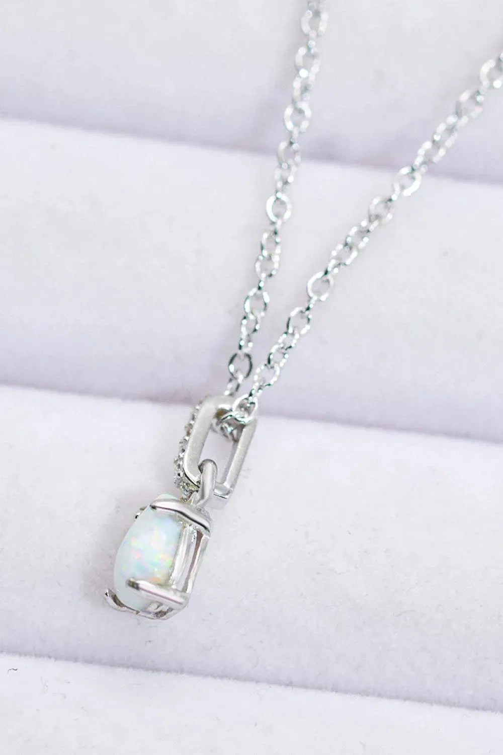 Opal Pendant 925 Sterling Silver Chain-Link Necklace Opal - Tophatter Daily Deals