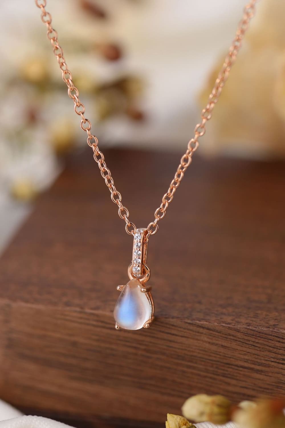 High Quality Natural Moonstone Teardrop Pendant 925 Sterling Silver Necklace Moonstone - Tophatter Daily Deals