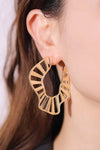Cutout Zinc Alloy C-Hoop Earrings Gold One Size Earrings - Tophatter Daily Deals