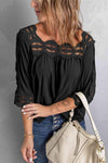 Crochet Openwork Three-Quarter Sleeve Blouse Blouses - Tophatter Daily Deals