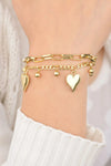 Heart Charm Stainless Steel Bracelet Gold One Size Bracelets - Tophatter Daily Deals