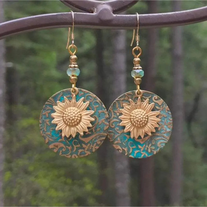 Sunflower Alloy Drop Earrings Gold One Size Earrings - Tophatter Daily Deals