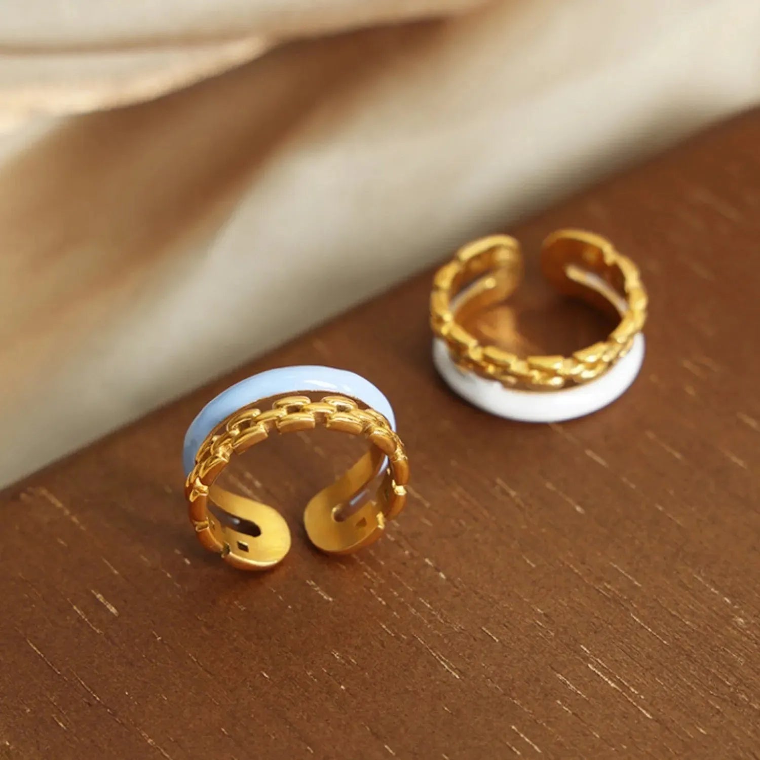 Enamel 18K Gold-Plated Open Ring Rings - Tophatter Daily Deals