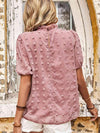 Swiss Dot Ruched Frill Trim Top Blouses - Tophatter Daily Deals