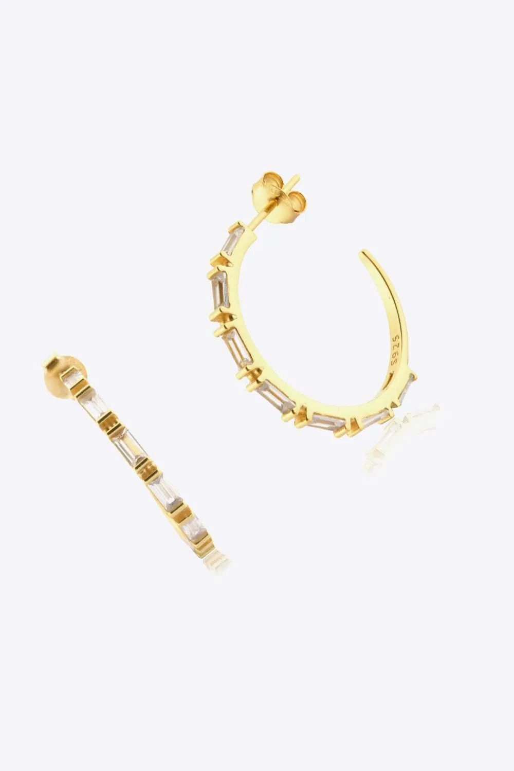 Zircon 925 Sterling Silver C-Hoop Earrings Earrings - Tophatter Daily Deals