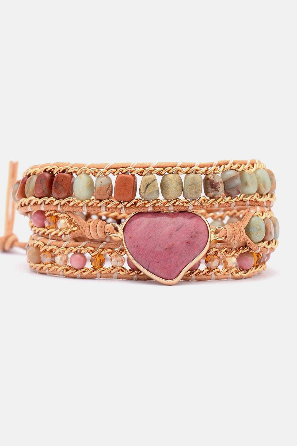 Handmade Heart Shape Triple Layer Beaded Bracelet Fuchsia Pink One Size Bracelets - Tophatter Daily Deals