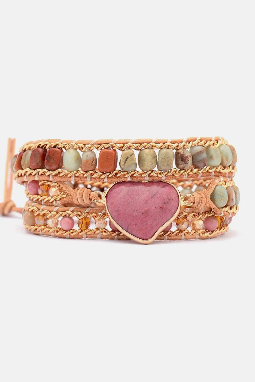 Handmade Heart Shape Triple Layer Beaded Bracelet Fuchsia Pink One Size Bracelets - Tophatter Daily Deals