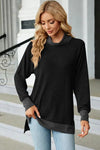 Slit Mock Neck Long Sleeve T-Shirt Women's T-Shirts - Tophatter Daily Deals