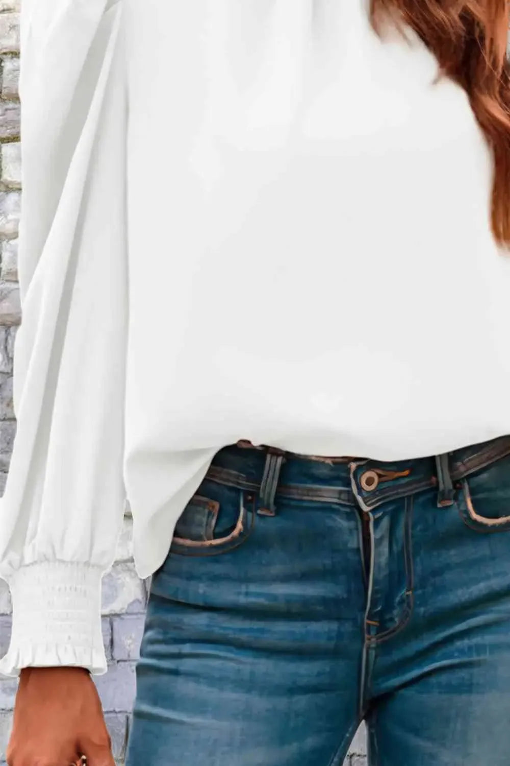 Mock Neck Puff Sleeve Blouse Blouses - Tophatter Daily Deals