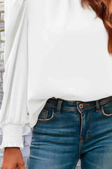 Mock Neck Puff Sleeve Blouse Blouses - Tophatter Daily Deals