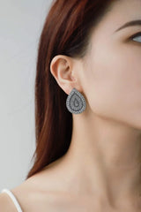 Wonderful Life Inlaid Cubic Zirconia Teardrop Stud Earrings White One Size Earrings - Tophatter Daily Deals