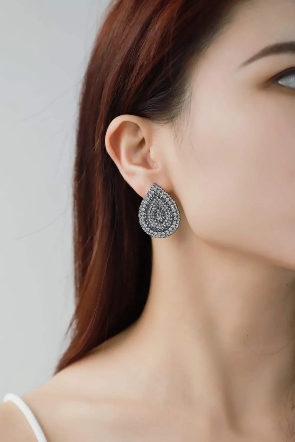 Wonderful Life Inlaid Cubic Zirconia Teardrop Stud Earrings White One Size Earrings - Tophatter Daily Deals