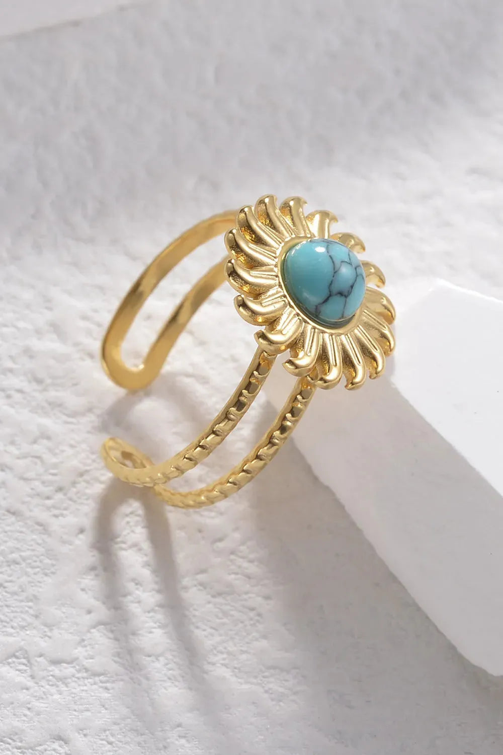 Turquoise Stainless Steel Open Ring Rings - Tophatter Daily Deals