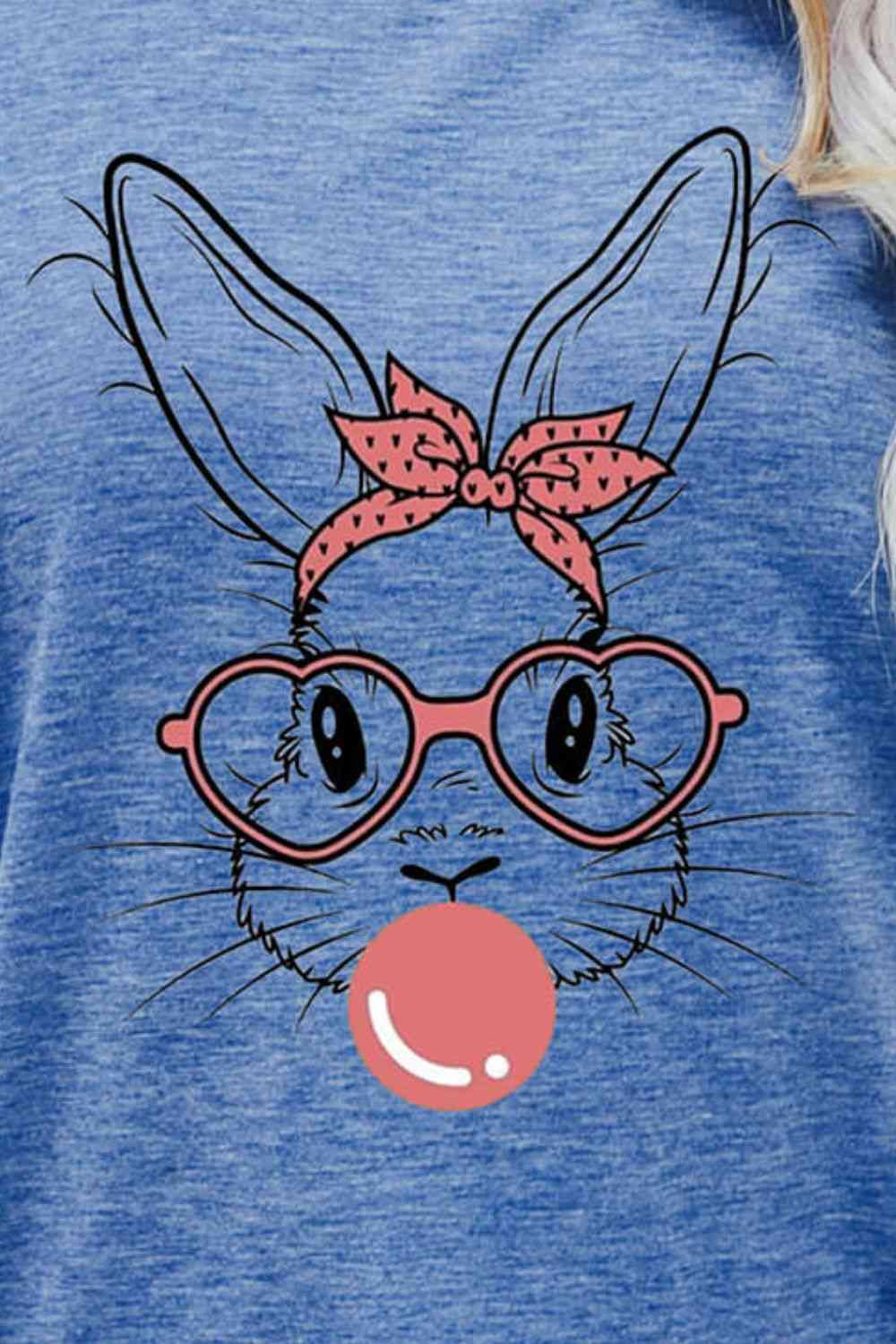 Easter Bunny Graphic Round Neck T-Shirt Women's T-Shirts - Tophatter Daily Deals