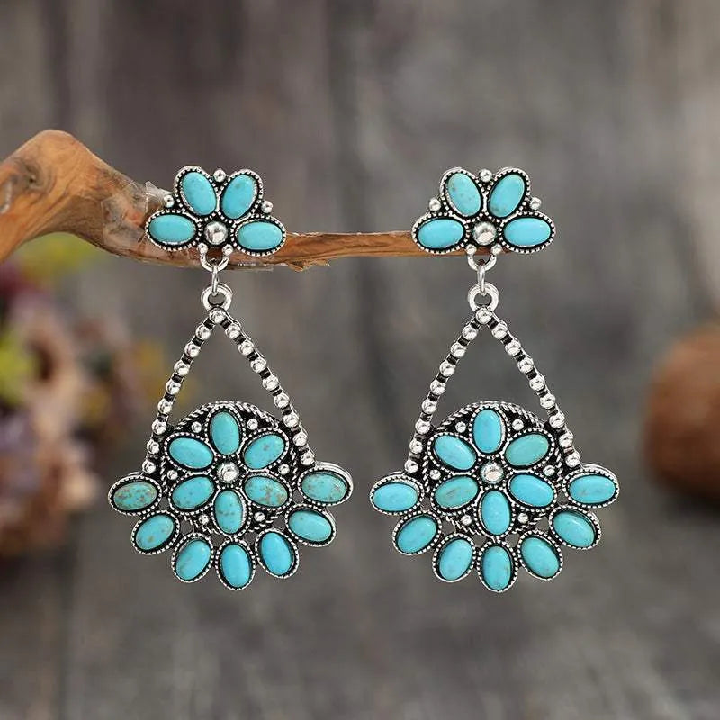 Artificial Turquoise Teardrop Earrings Silver One Size Earrings - Tophatter Daily Deals
