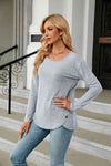 Round Neck Long Sleeve T-Shirt Women's T-Shirts - Tophatter Daily Deals