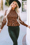 Leopard Smocked Peplum Top Blouses - Tophatter Daily Deals