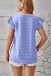 Swiss Dot Ruffled Cap Sleeve T-Shirt Women's T-Shirts - Tophatter Daily Deals