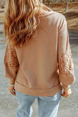 Crisscross V-Neck Waffle-Knit Top Blouses - Tophatter Daily Deals