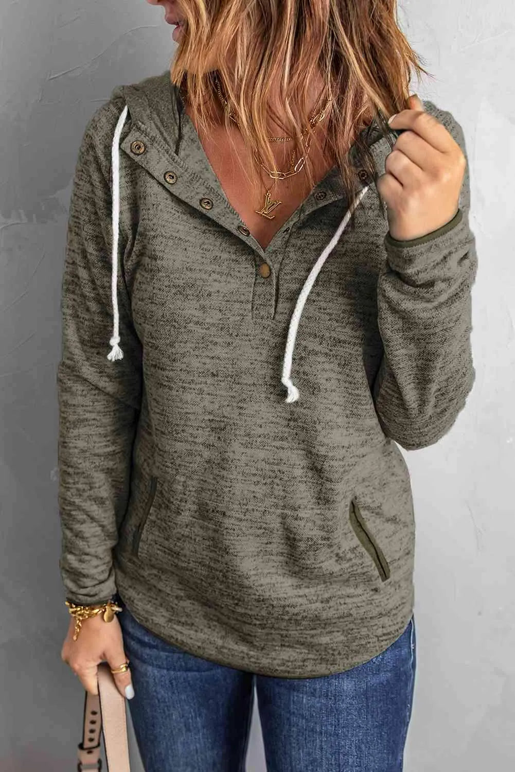 Hooded Long Sleeve Top Blouses - Tophatter Daily Deals