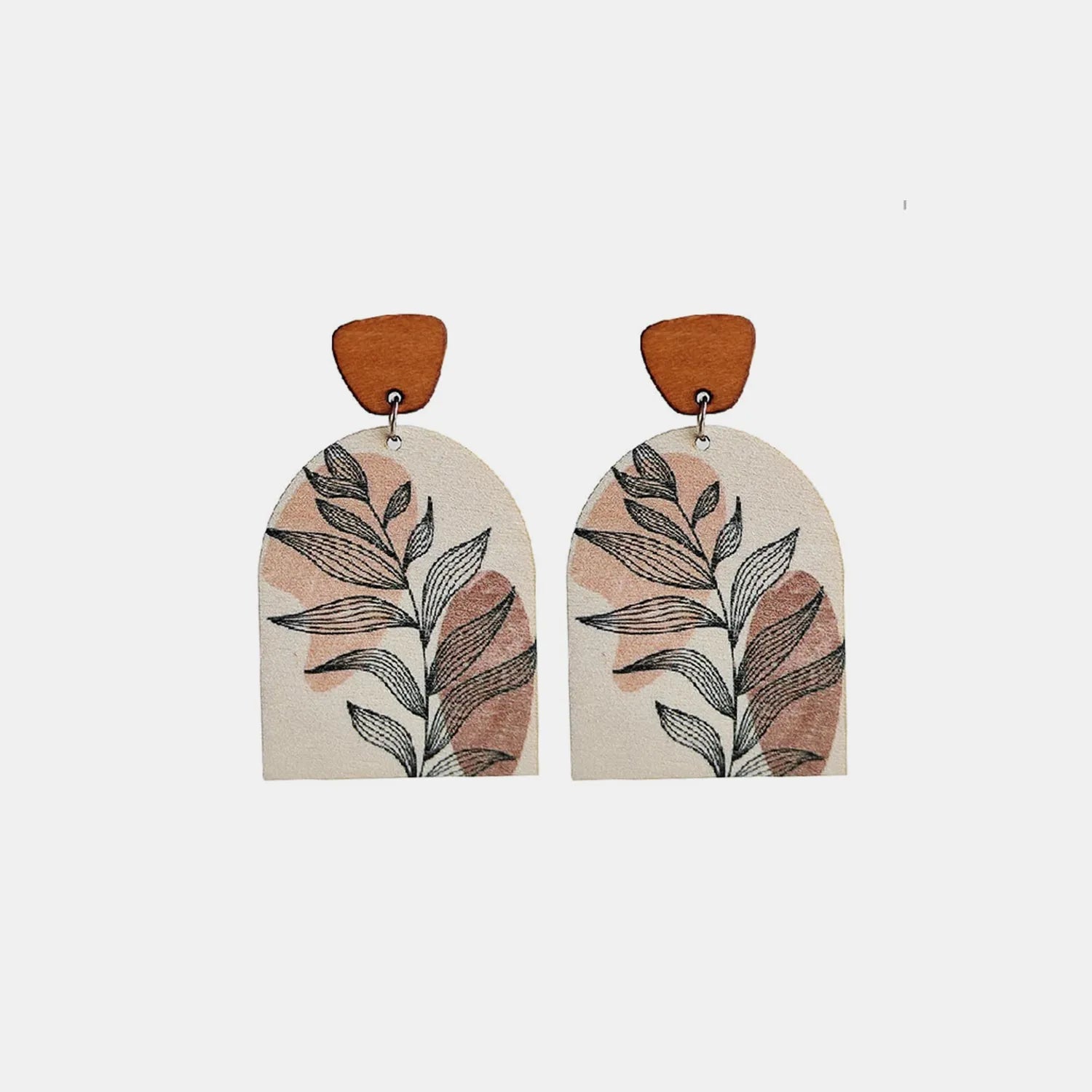 Geometrical Shape Wooden Drop Earrings Light Apricot One Size Earrings - Tophatter Daily Deals