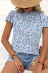 Ditsy Floral Mock Neck Short Sleeve T-Shirt Women's T-Shirts - Tophatter Daily Deals