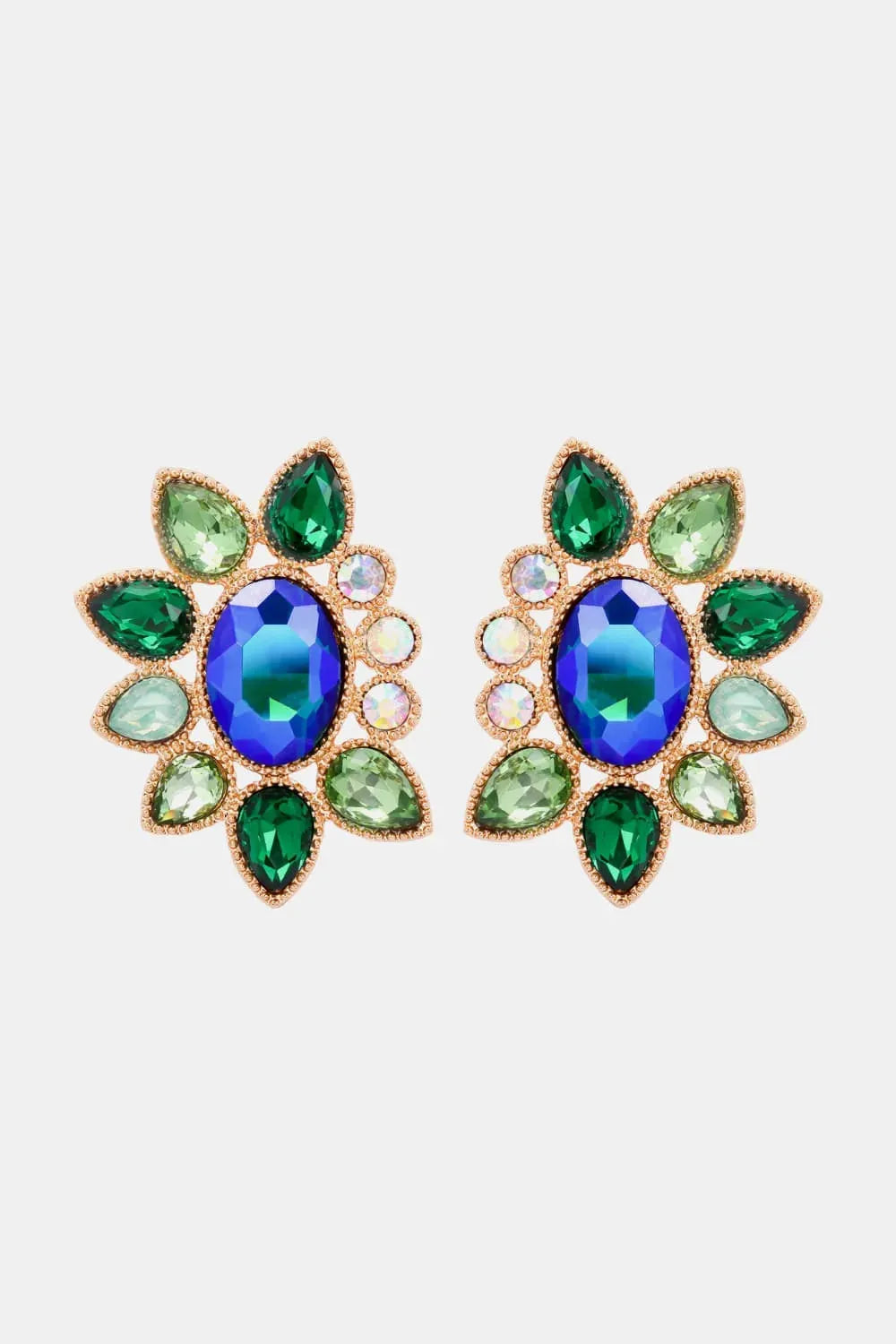 Geometrical Shape Glass Stone Dangle Earrings Green One Size Earrings - Tophatter Daily Deals