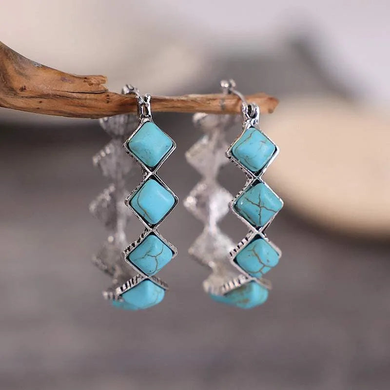 Turquoise Hoop Earrings Turquoise One Size Earrings - Tophatter Daily Deals