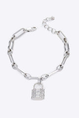 Lock Charm Chain Bracelet Silver One Size Bracelets - Tophatter Daily Deals