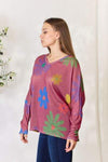 Hopely Full Size Floral V-Neck Long Sleeve Top Blouses - Tophatter Daily Deals