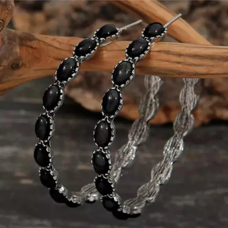 Artificial Turquoise C-Hoop Earrings Earrings - Tophatter Daily Deals