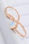 Natural Moonstone and Zircon 18K Rose Gold-Plated Two-Piece Ring Set Moonstone - Tophatter Daily Deals