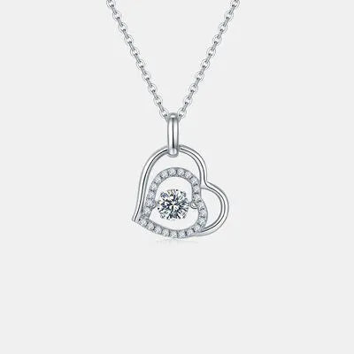 Moissanite 925 Sterling Silver Heart Necklace Moissanite - Tophatter Daily Deals