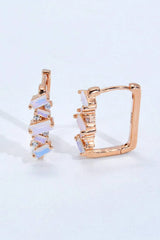 925 Sterling Silver Rectangle Natural Moonstone Earrings Moonstone One Size Moonstone - Tophatter Daily Deals