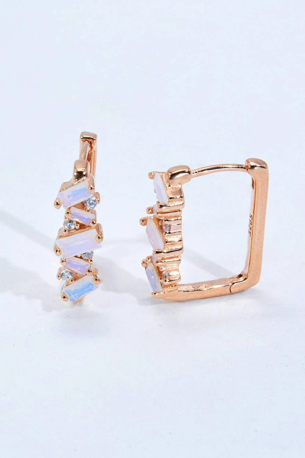 925 Sterling Silver Rectangle Natural Moonstone Earrings Moonstone One Size Moonstone - Tophatter Daily Deals