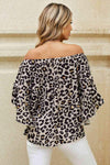 Printed Off-Shoulder Flounce Sleeve Top Blouses - Tophatter Daily Deals