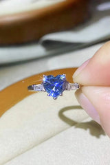 1 Carat Moissanite Heart-Shaped Platinum-Plated Ring in Blue Moissanite - Tophatter Daily Deals